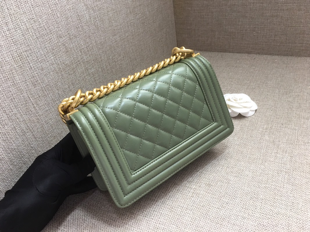 Lambskin Small Boy Handbag Flap Bag A67085 Dark Green